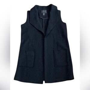 Tahari Wool Blend Longline Black Vest Size L